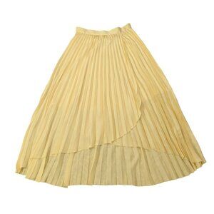 & OTHER STORIES PARIS ATELIER Satin Accordion Wrap Skirt 2 Sunshine Yellow
